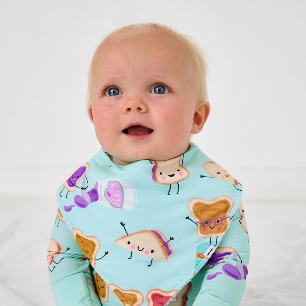 NIB Little Sleepies Lunch Buddies Bandana Bib- Bamboo, PB & J, Baby, Soft, Cozy